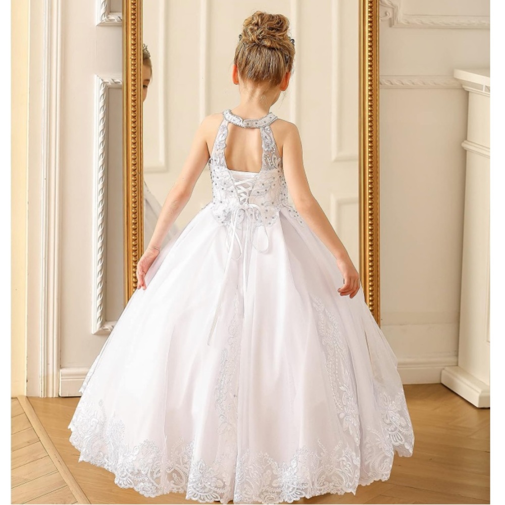 GIRLS WHITE DRESS - Picture 5 of 6